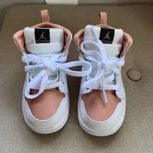 Toddler Girl Rose Gold & White Jordan Sneakers